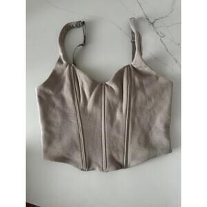 Gilly Hicks Beige Corset Style Crop Top with Adjustable Straps Size Small